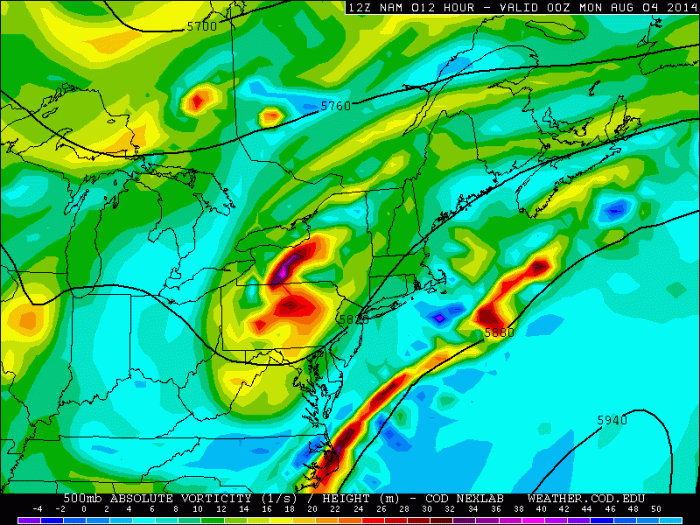 12z NAM showing shortwave over PA late this afternoon
