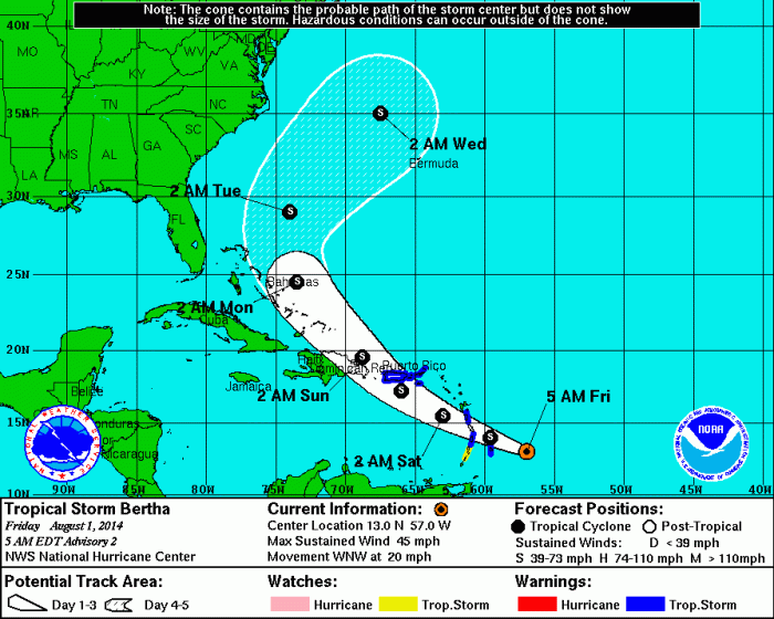 National Hurricane Forecast from 5am EDT Advisory