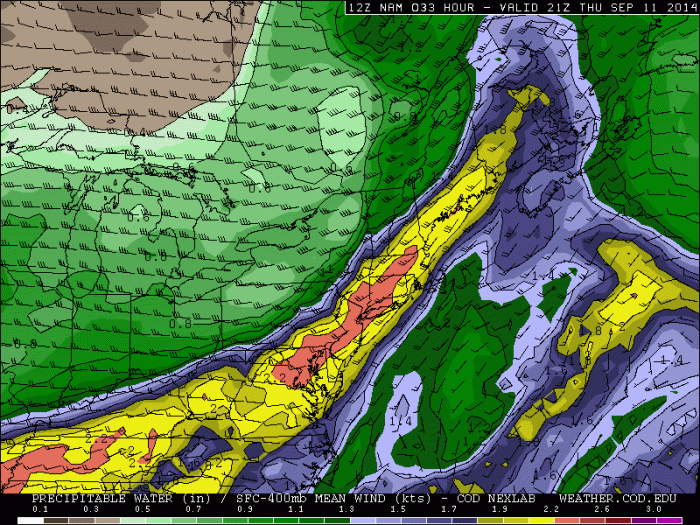 12z NAM today precipitable water values over 2.20"+