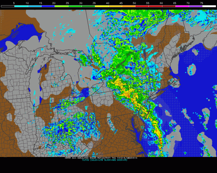 18z HRRR today showing band of heavy rain or thunderstorms  moving into the Tri-State area overnight