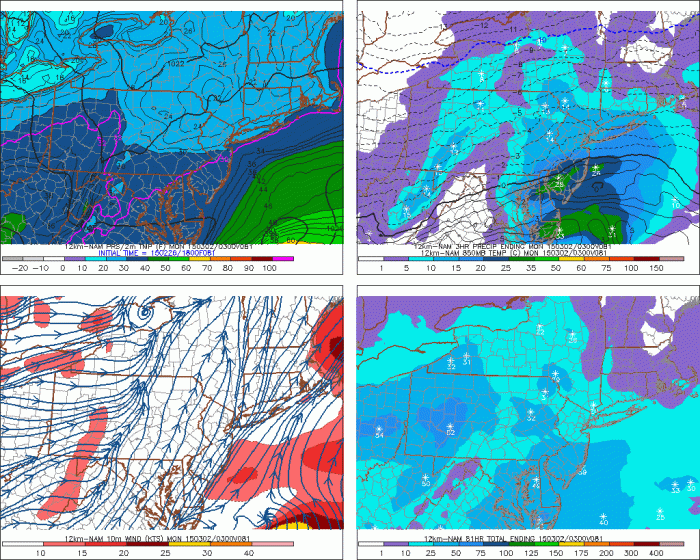 18z NAM today model showing snow from CNJ north on Monday morning.