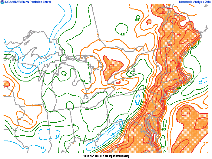 0km-3km lapse rates over 9.0 C/km